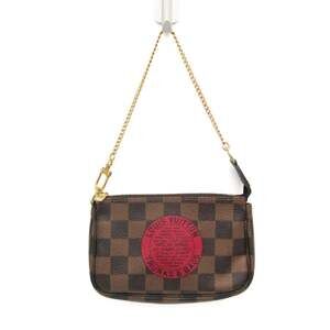 LOUIS VUITTON Authentic Brown Damier Pochette Mini Bag